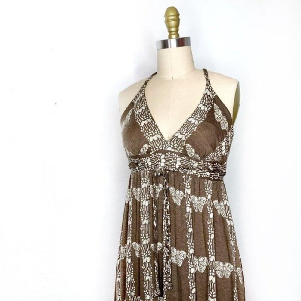 Tracy Reese Womens Brown & White Butterfly Print Cross-Back Jersey Dress XS - Picture 3 of 6